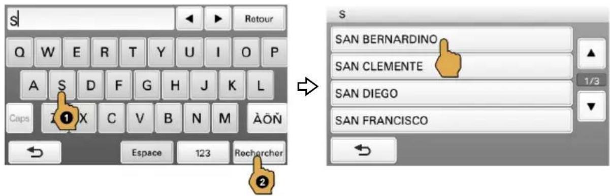 s Q W E R T Y U I O P A S D F G H J K L Caps ① X C V B N M ÀÖÑ Espace 123 Rechercher → S SAN BERNARDINO SAN CLEMENTE 1/3 SAN DIEGO SAN FRANCISCO ②