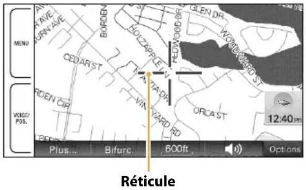 MENU AVY AVES TURN'AVE BORDEN HOLZAPPLE LIV REDDER GLEN DR. WORROWARD ST. CEDAR ST TAYA D'K. VIN VARD RD. ORCAST 12:40 PM VONG/POS. RDEN CIR BERD Plus... Bifurc. 600ft Options Réticule