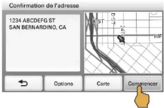 Confirmation de l'adresse 1234 ABCDEFG ST SAN BERNARDINO, CA KST IMP Options Carte Commencer