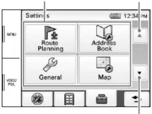 SONY navu NVU44 - Setting categories Page up - 1