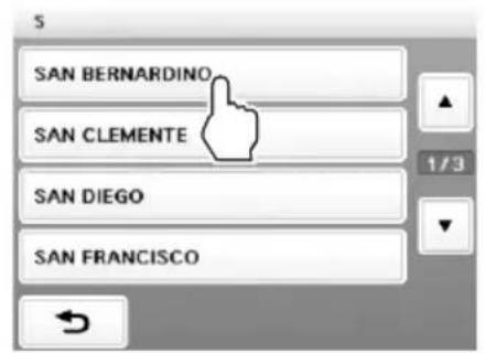 SONY navu NVU44 - Introduzca el nombre de la ciudad. - 3