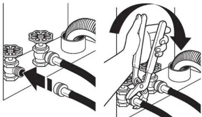 MAYTAG MHN33PD - Connect the inlet hoses to water faucets - 1