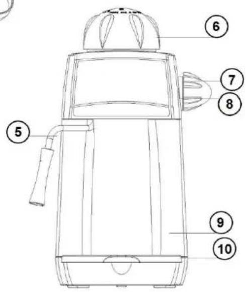 Technical diagram of a thermos flask with numbered parts labeled 5 to 10