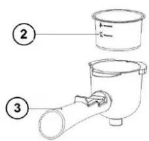 Diagram showing two labeled parts of a cooking or cleaning device, with numbered annotations pointing to components.