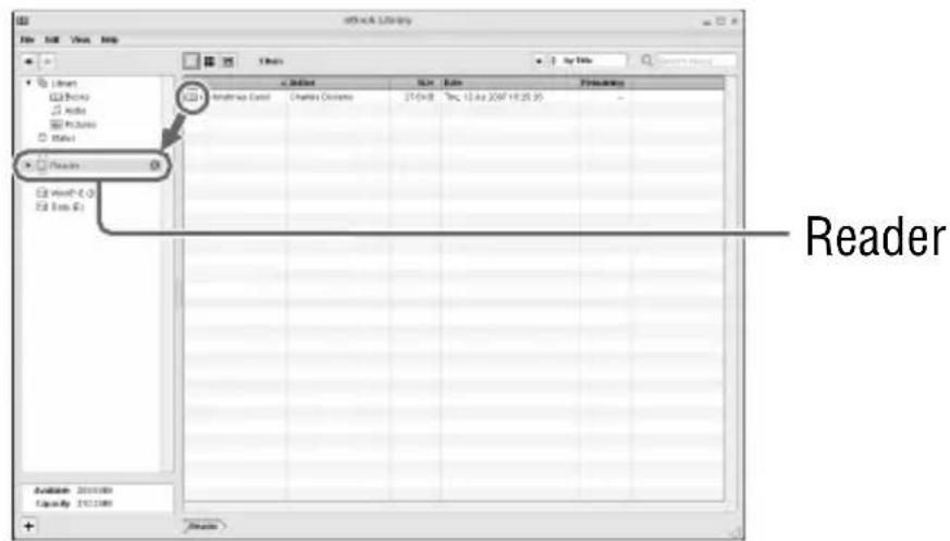 SONY Reader PRS700 - Faites glisser les fichiers depuis la liste vers « Reader » dans l'affichage par source. - 1