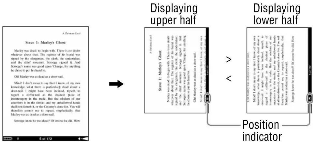 SONY Reader PRS700 - About screen division when screen orientation is set to horizontal - 1