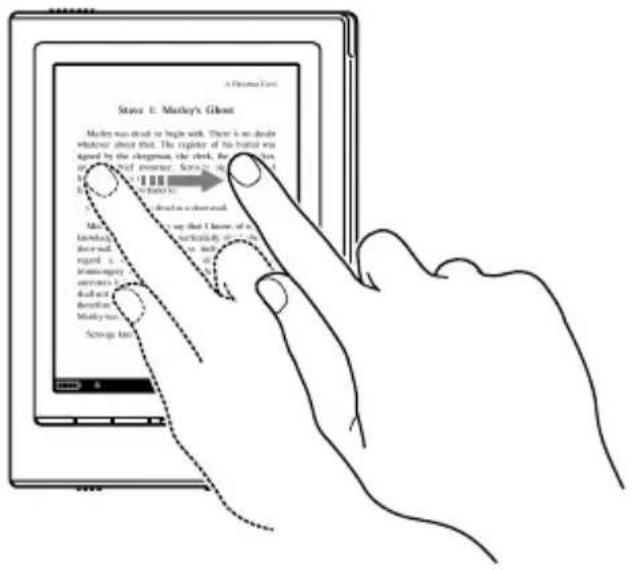 SONY Reader PRS700 - On the Book page, drag on the page or press the < / (Page Turn) button. - 1