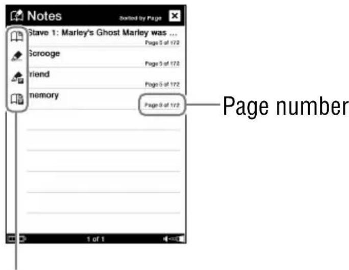 SONY Reader PRS700 - Tap Notes." - 3