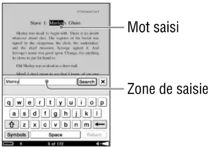 SONY Reader PRS700 - Pour saisir un mot sur une page - 1