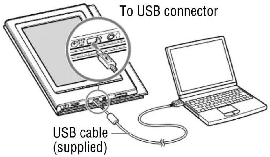 SONY Reader PRS700 - Connect the Reader to your computer using the supplied USB cable. - 1