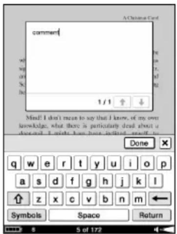 SONY Reader PRS700 - Enter your comment using the on-screen keyboard. - 1