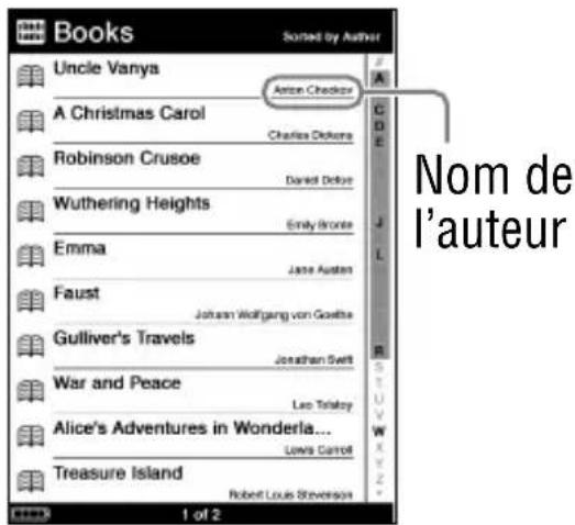 SONY Reader PRS700 - Tri d'une liste - 1