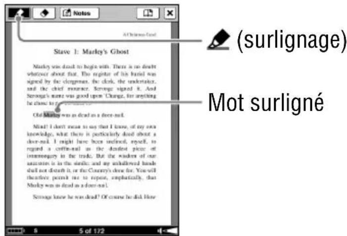 SONY Reader PRS700 - Faites glisser votre stylet sur le mot indiqué sur la page du livre. - 1