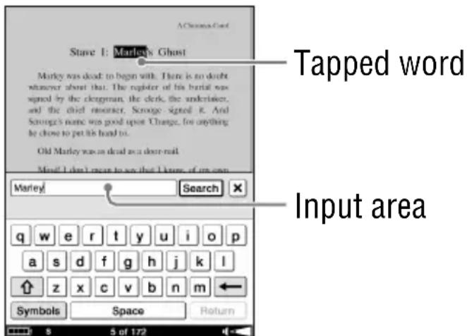 SONY Reader PRS700 - To input a word on the Book page - 1