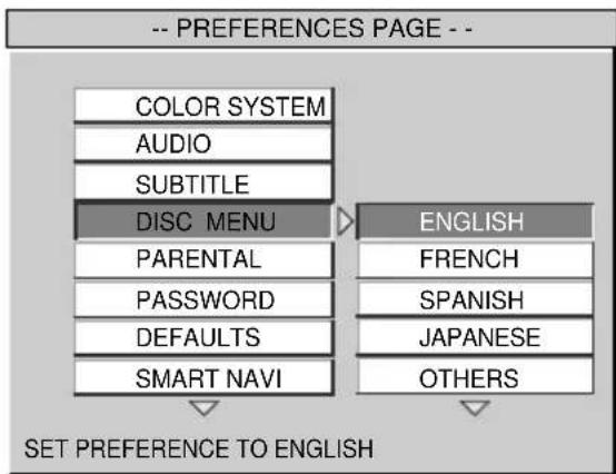 SONY MV101 - Selezione della lingua per i menu DVD — DISC MENU DVD - 1