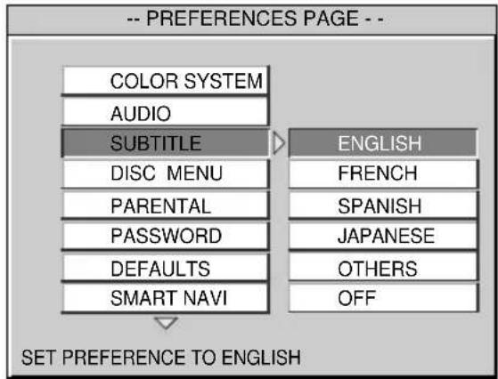 SONY MV101 - Affichage des sous-titres du DVD — SUBTITLE DVD - 1