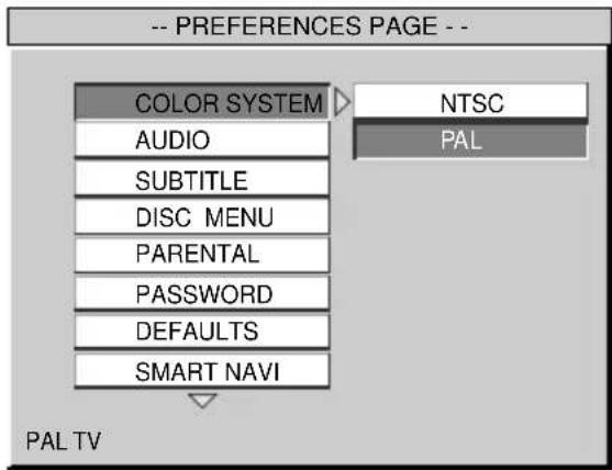 SONY MV101 - Selection du standard couleur du téléviseur - 1