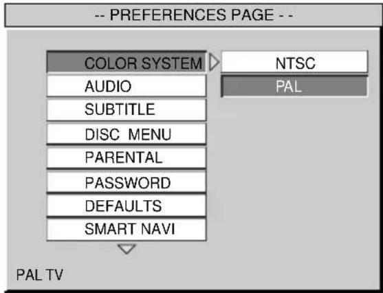 SONY MV101 - Auswahlen des Farbfernsehsystems - 1