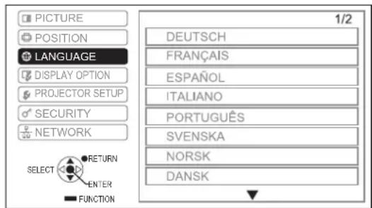 PANASONIC PTLB2VE - LANGUAGE MENU - 2