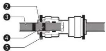 Technical diagram of a mechanical assembly with numbered components labeled 2 through 5