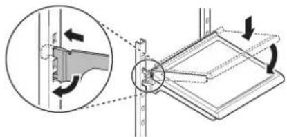 Technical diagram showing mechanical assembly with rotation arrows and a magnified detail view of a component.