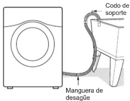 LG WM3700HWA - Cuelgue el extremo de la manguera de desagüe sobre el borde del lavabo. - 1