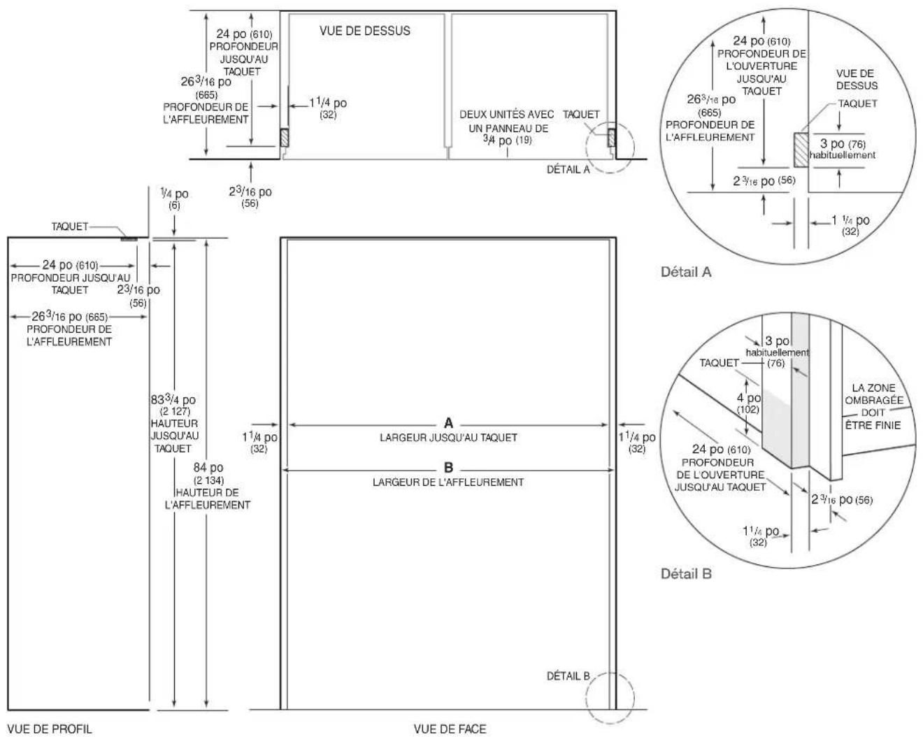 Sub-Zero UW24SPHLH - Dimensions de l'ouverture - 1