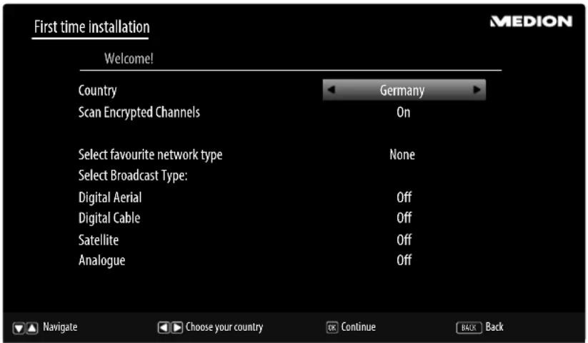 MEDION LIFE P15026 (MD 31326) - Channel search when switching on for the first time - 2