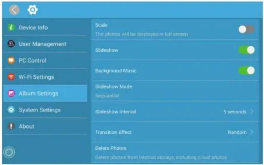 Aluratek AWS17F - Configurations album ("album settings") - 1