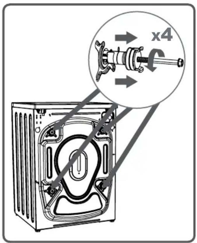 Orima ORM 105 W - CAPITULO -3: INSTALLACION DE LA MAQUINA RETIRANDO LOS TORNILLOS DE SEGURIDAD PARA TRANSPORTE - 1