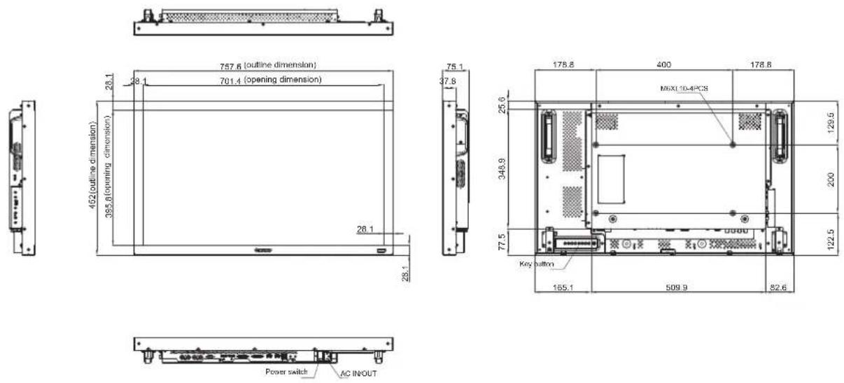 AG Neovo RX55E - 顯示器尺寸 - 1