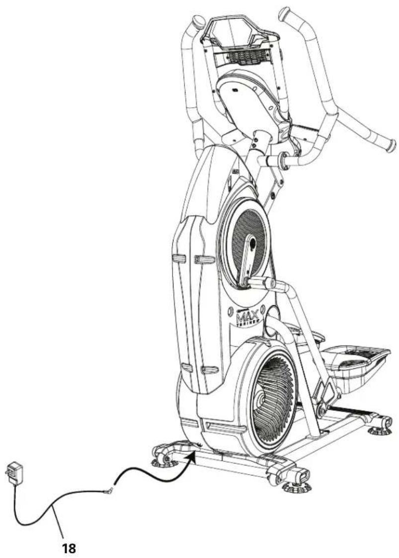 BOWFLEX Max Trainer M8i - Branchez l'adaptateur c.a. sur l'ensemble cadre - 1