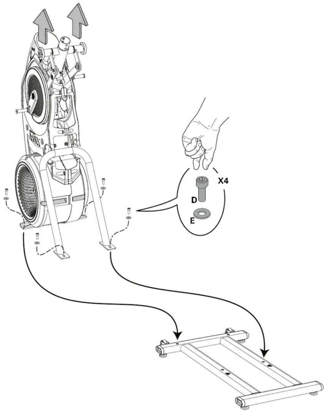 BOWFLEX Max Trainer M6i - Soulevez l'ensemble cadre de la plaque de livraison avec précaution et fixez-y l'ensemble stabilisateur - 2