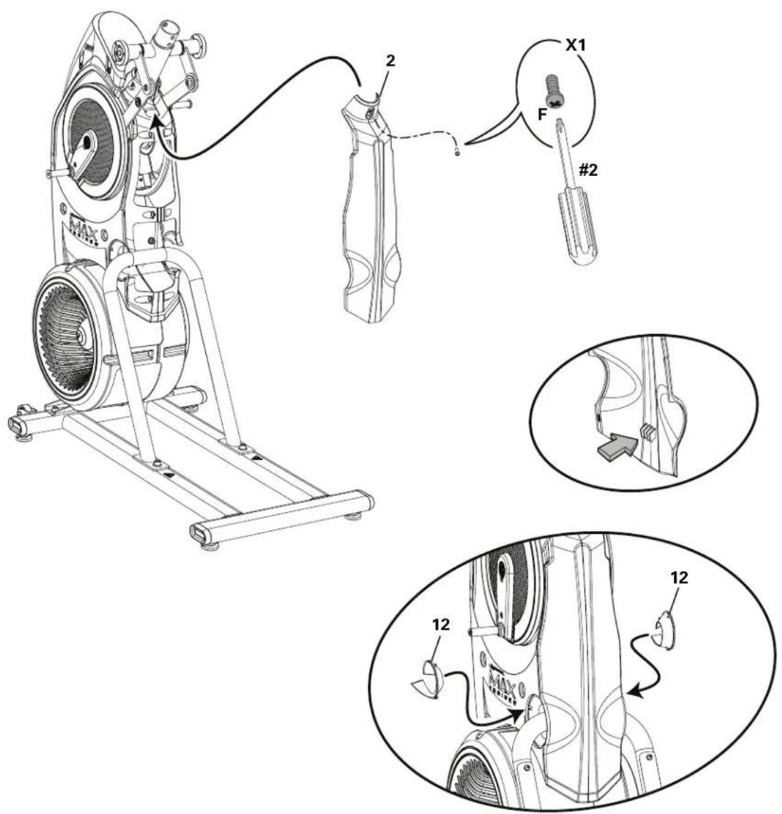 BOWFLEX Max Trainer M6i - Fixez l'épaulement arrière et les embouts à l'ensemble cadre - 1