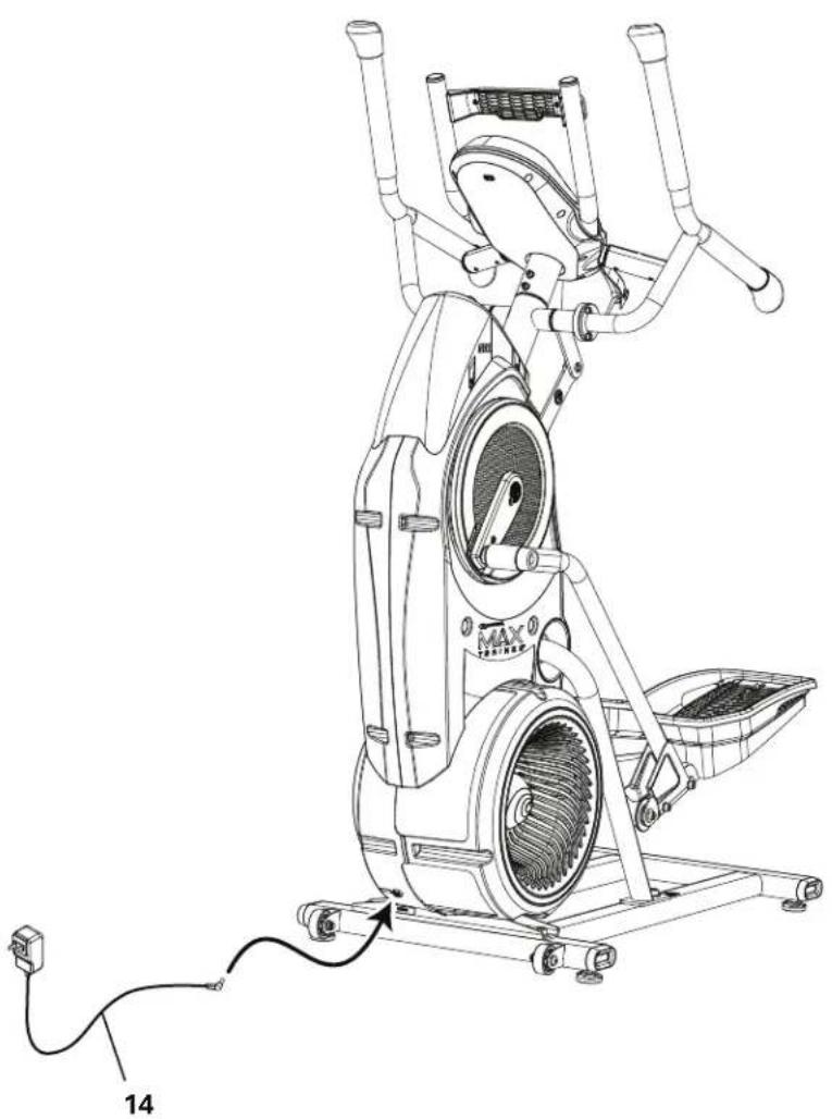BOWFLEX Max Trainer M6i - Branchez l'adaptateur c.a. sur l'ensemble cadre - 1
