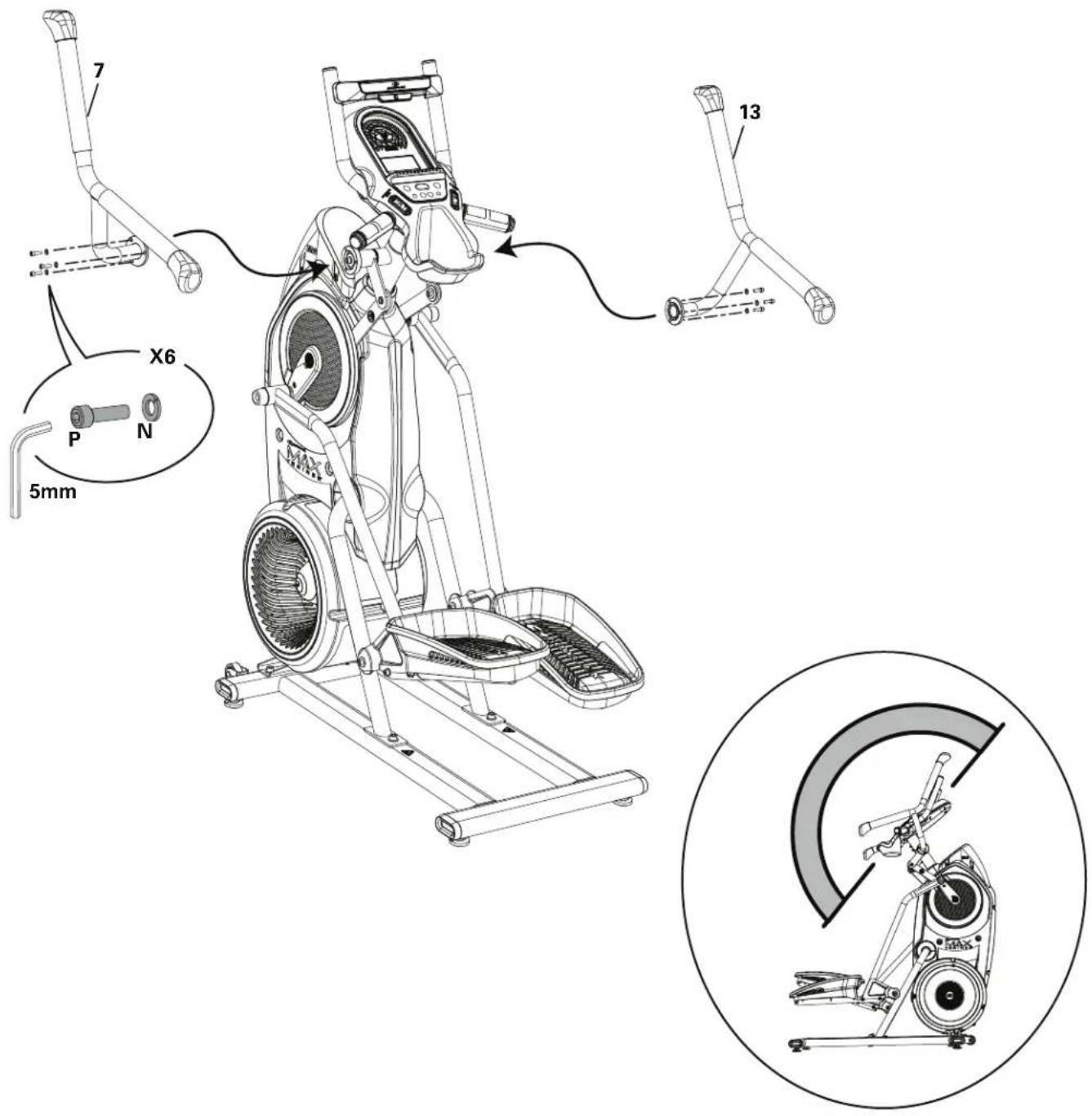 BOWFLEX Max Trainer M6i - Fixez le guidon supérieur à l'ensemble cadre - 2