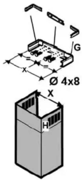 HOOVER HHG 994 X - Assembling the chimney flue support/bracket (3 parts): - 1