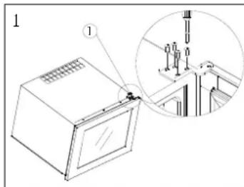 HOOVER HWCB 45 - Cerniera superiore (2) Interruttore luce porta (3) Piastra di posizionamento (4) Supporto (5) Cerniera inferiore - 1