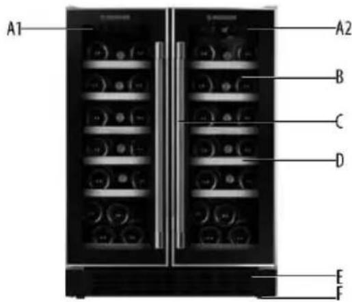 HOOVER HWCB 30 - HWCB 60D: 2 enkele zones (links en rechts) -- 19+19 flessen - 1