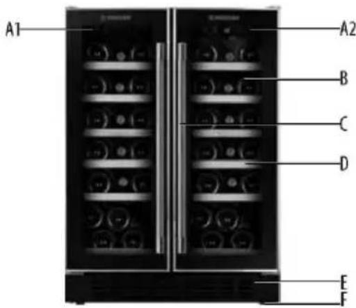 HOOVER HWCB 30 - HWCB 60D: 2 Einzelne Zonen (links und rechts)--19+19 Flaschen - 1