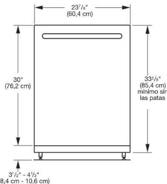 KITCHENAID KDTM404KBS - DIMENSIONES DEL PRODUCTO Y DE LA ABERTURA DEL GABINETE: - 1