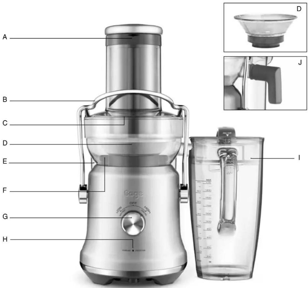 BREVILLE the Juice Fountain Cold Plus BJE530 - Componentes - 1