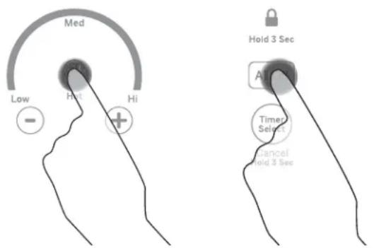 Med Low Hot Hi Hold 3 Sec Timer Select Cancel Hold 3 Sec