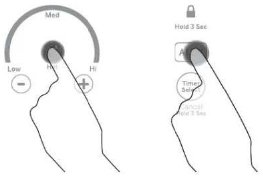 Med Low High Hi Hold 3 Sec Timer Select Cancel Hold 3 Sec