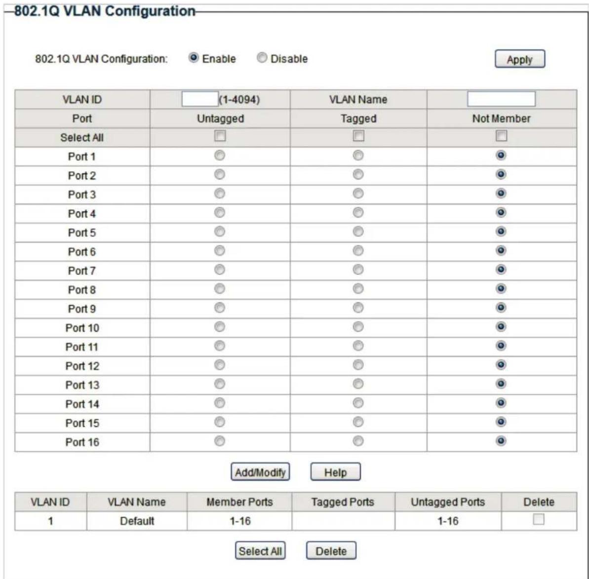 TP-LINK TLSG116E - Configuration du VLAN - 1