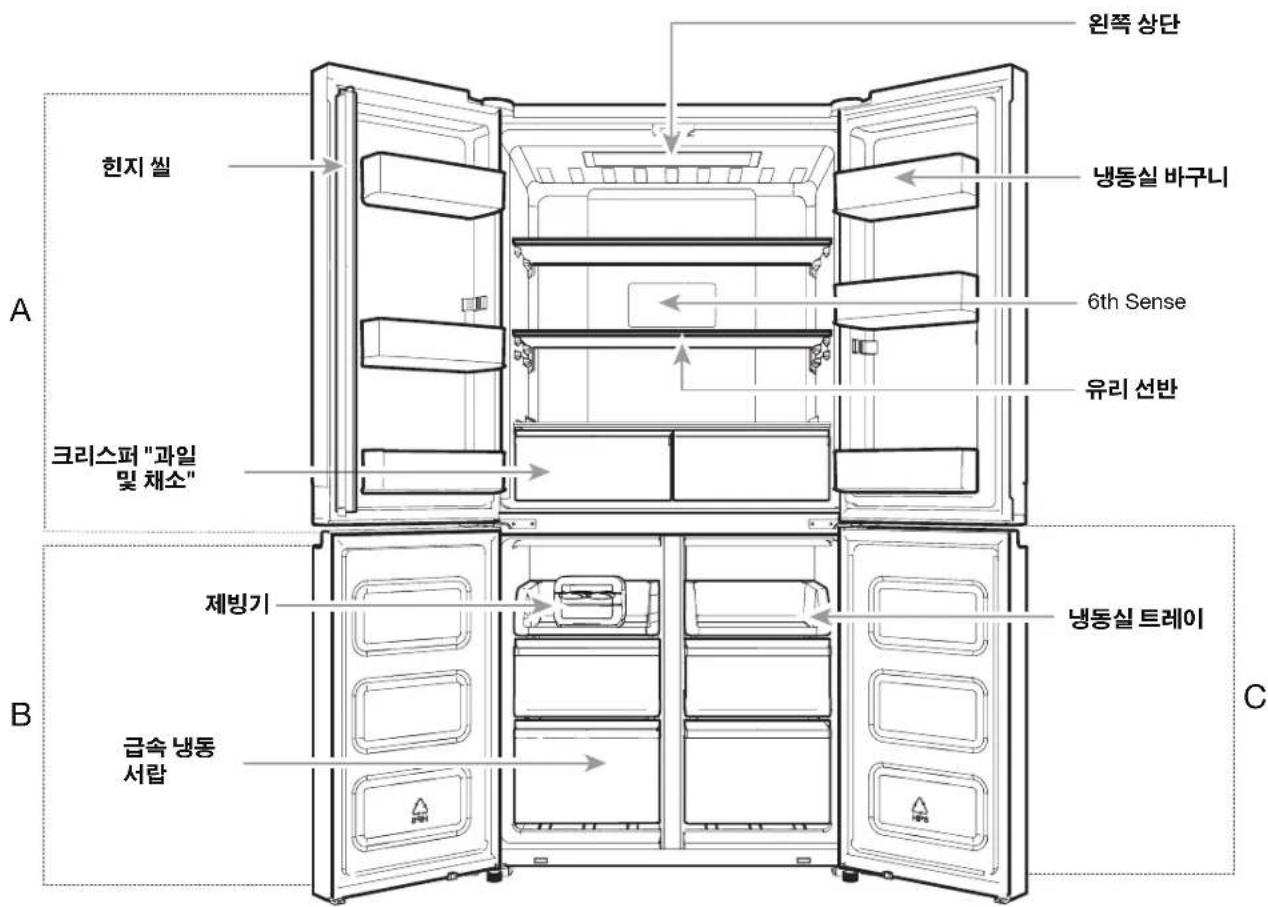 WHIRLPOOL WQ9 B2L CH - 냉동실/플렉시블 냉동실 도어 분리 및 교체 - 4