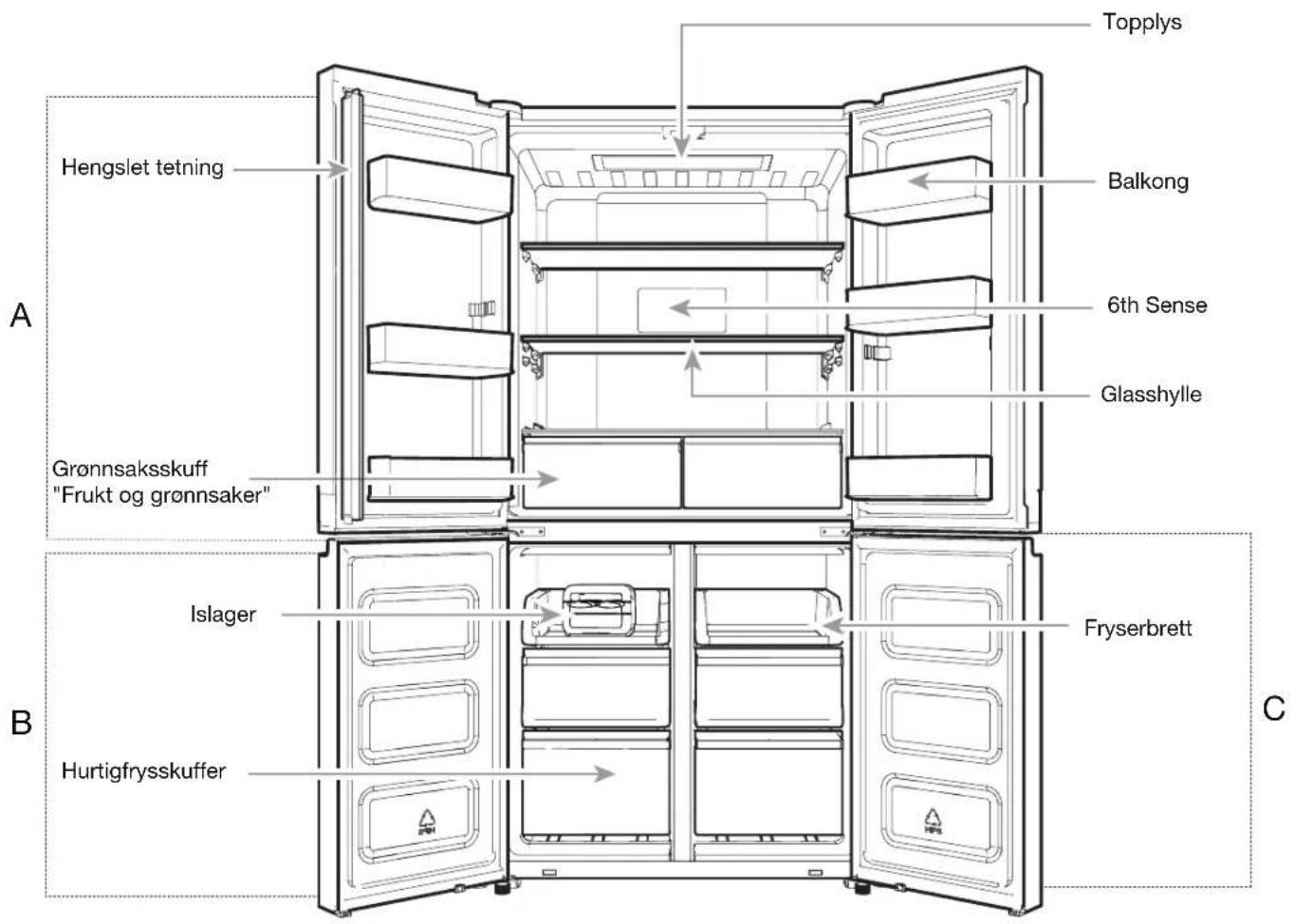 WHIRLPOOL WQ9 B2L CH - Innjustering av kjøleskapet - 2