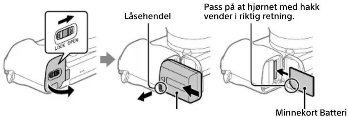 SONY ILCE6100L - Sette inn batteriet (inkludert)/minnekortet (selges separat) i kameraet - 1