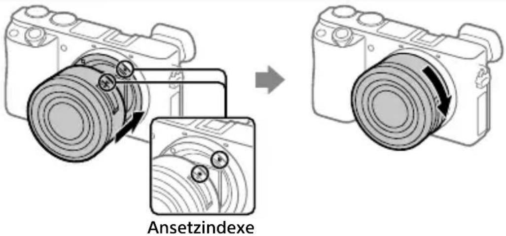SONY ILCE6100L - Anbringen eines Objektivs - 1