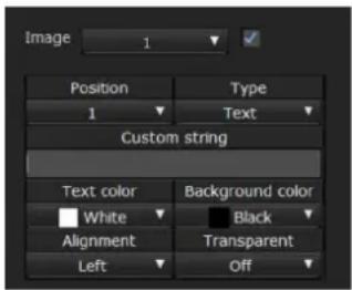 Image 1 Position Type 1 Text Custom string Text color Background color White Black Alignment Transparent Left Off